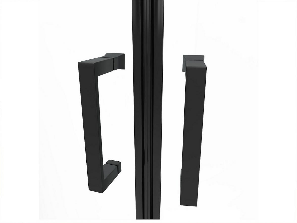 DUSCHTRENNWAND Seitenwand Eckdusche mit Duschwanne - Schwarz - 90x90x192 cm - SIDOA - Schwarz, Metall (90/192cm) - Vente-Unique