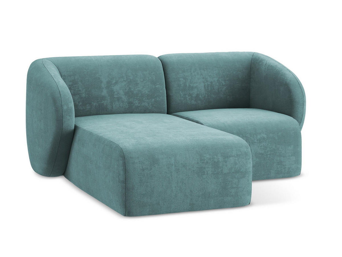 ECKSOFA Links Chenille Stoff Blau - Blaugrau/Schwarz, Holzwerkstoff/Kunststoff (178/166cm) - Makamii