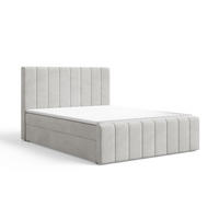BOXBETT 01 BIS 140 x 200 cm - Manila - Modernes Polsterbett mit Bettkasten inkl. PU-Schaum-Topper und Federmechanismus - Silberfarben, Holz (140/200cm) - ROYAL24_MARKT