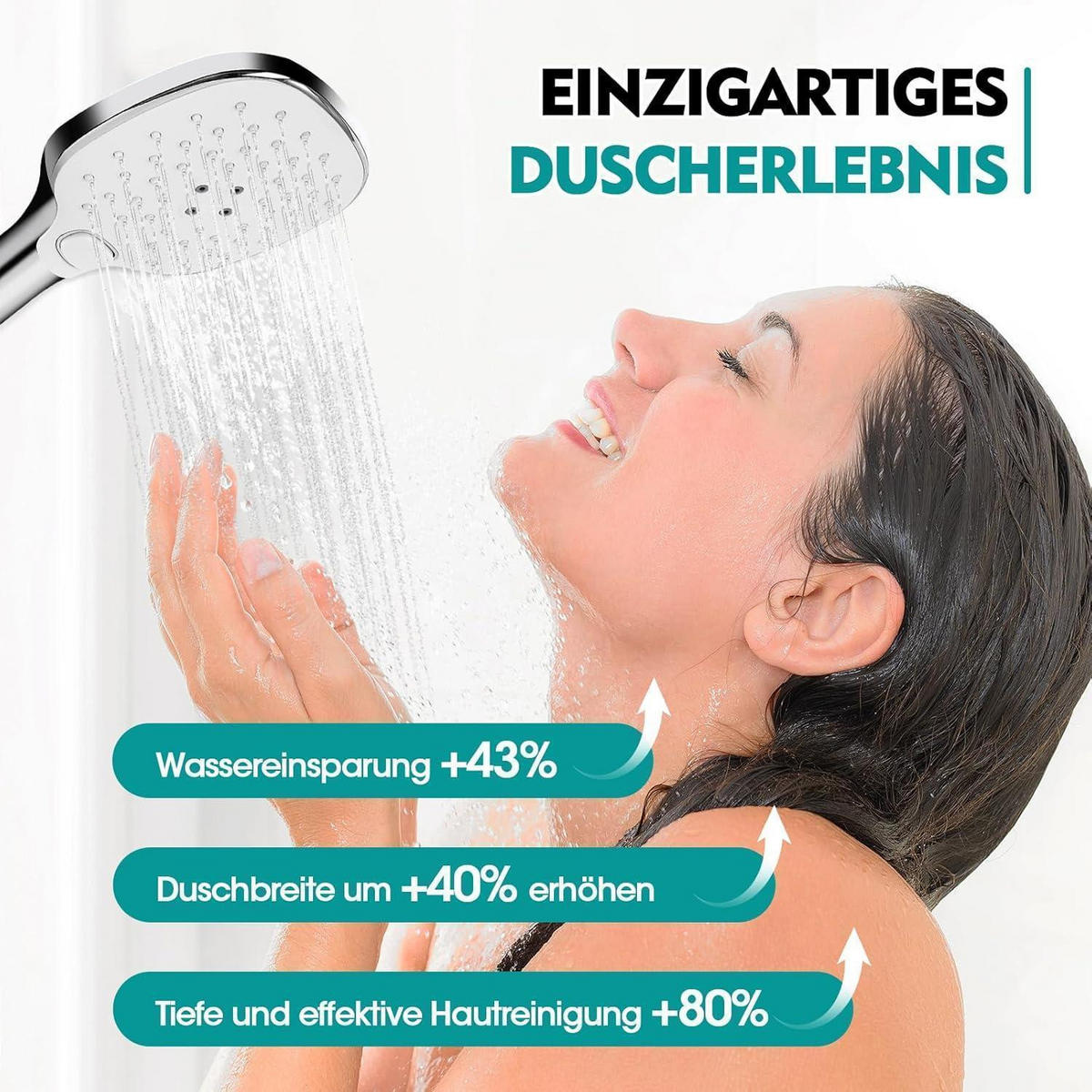 HANDBRAUSE mit 3 Strahlarten und 120 cm² Duschfläche Weiß - Weiß, Kunststoff (12/12.7/25cm)