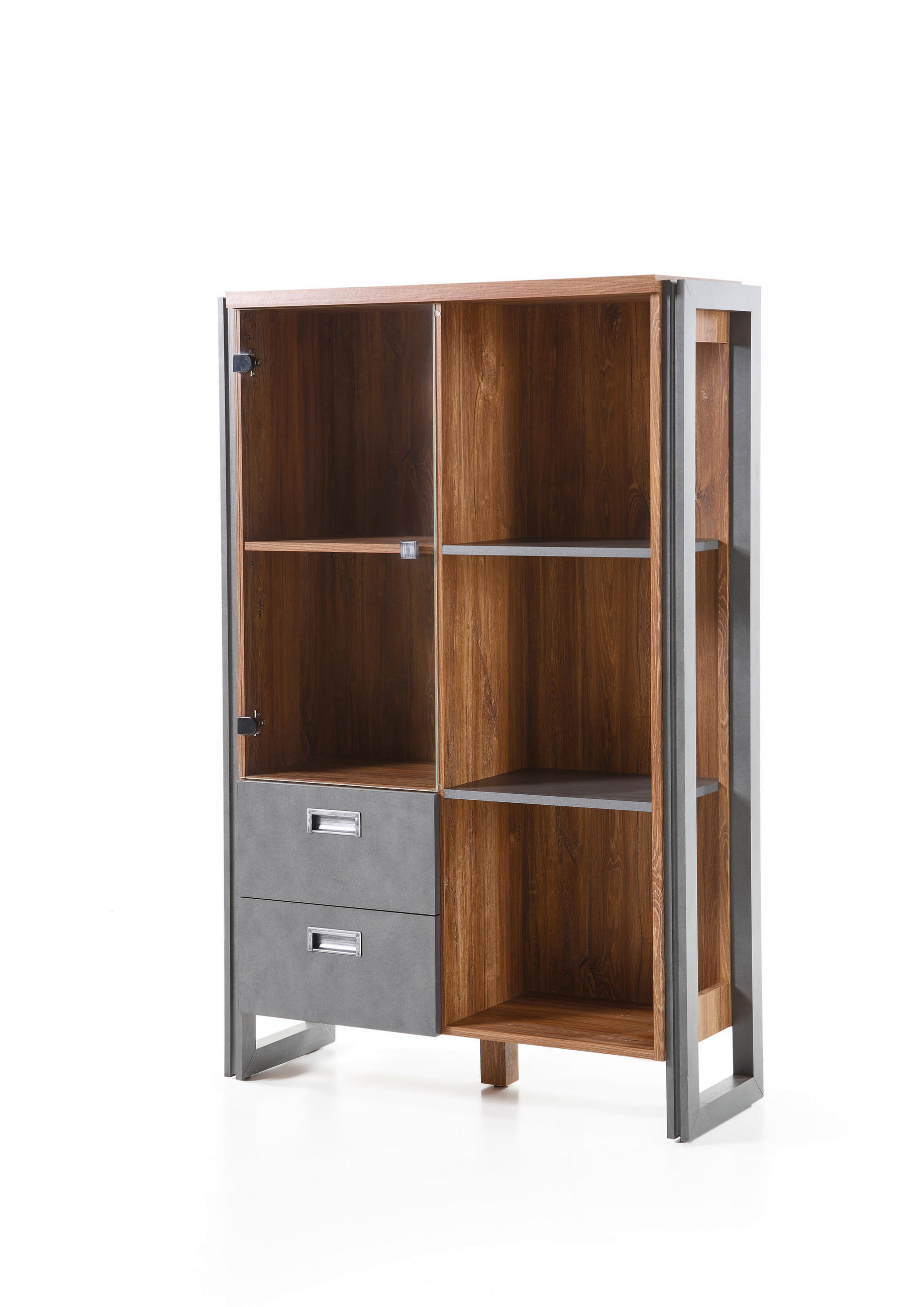 HIGHBOARD I12 Stirling Oak & Matera 90/140/33 cm mit Glastür - Eichefarben, Holzwerkstoff (90/140/33cm) - Livojo