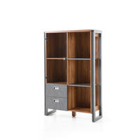 HIGHBOARD I12 Stirling Oak & Matera 90/140/33 cm mit Glastür - Eichefarben, Holzwerkstoff (90/140/33cm) - Livojo