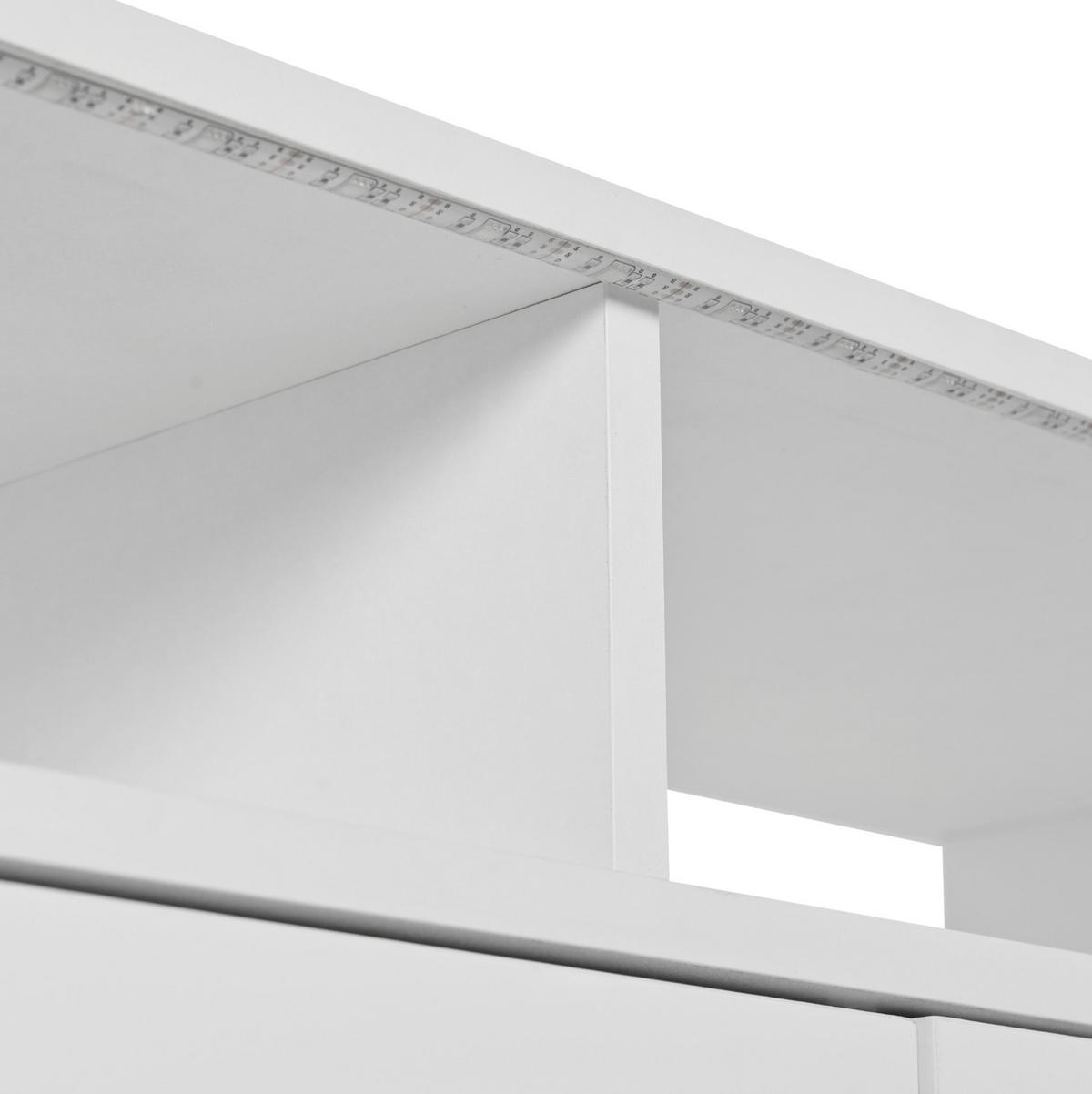 SIDEBOARD aus Spanplatte 160x35x70 cm Weiß mit LED-Beleuchtung, 4 Schubladen und 2 Türen - Weiß, Holzwerkstoff (160/70/35cm) - IVMEU