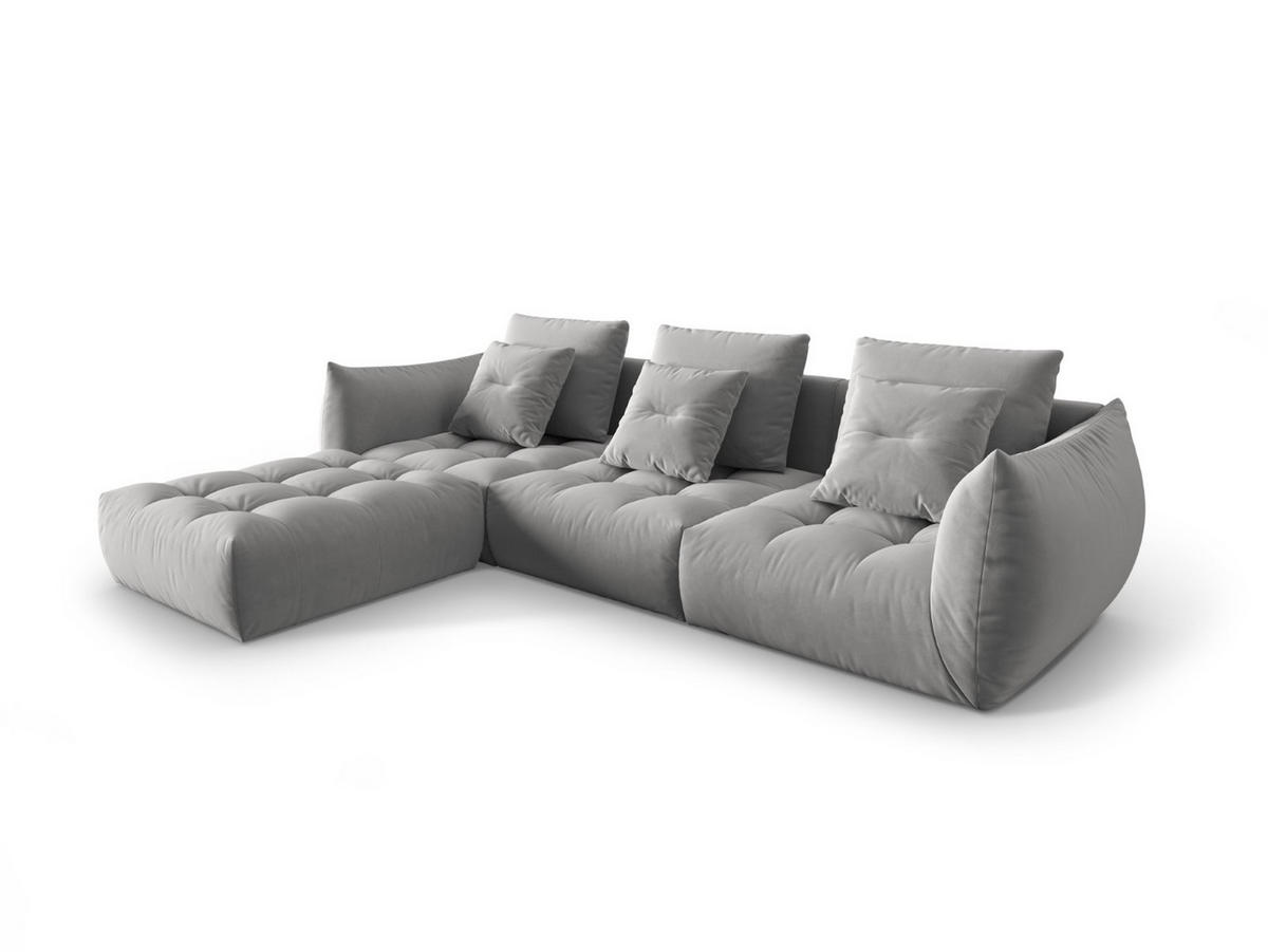 ECKSOFA modular links Bloom aus Samt grau 2 Sitzplätze - Grau, Textil (216/332cm) - Micadoni
