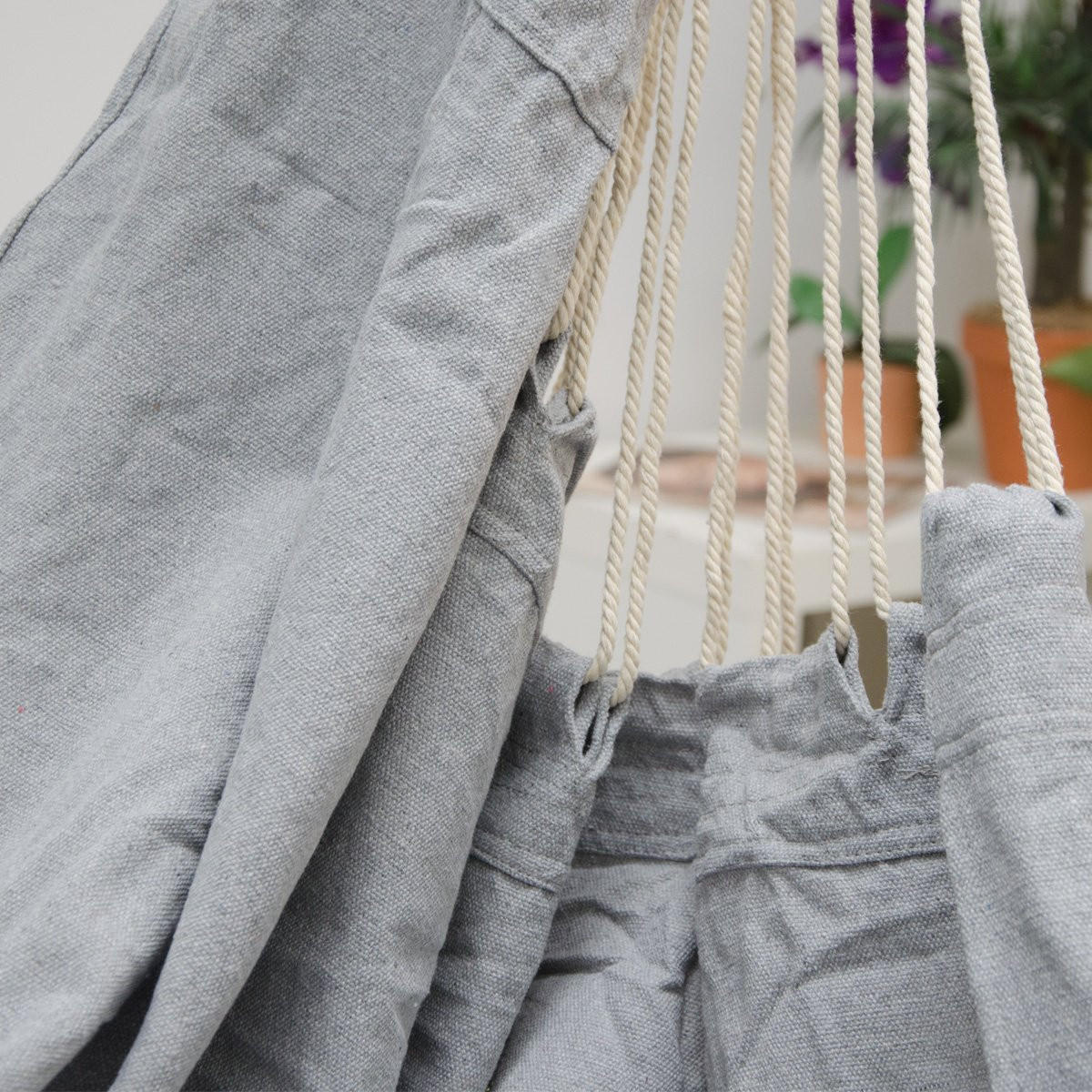 XL HÄNGESTUHL mit Gestell 210/140 cm , Grau/Schwarz - Grau, Textil (140/210/160cm) - Amanka