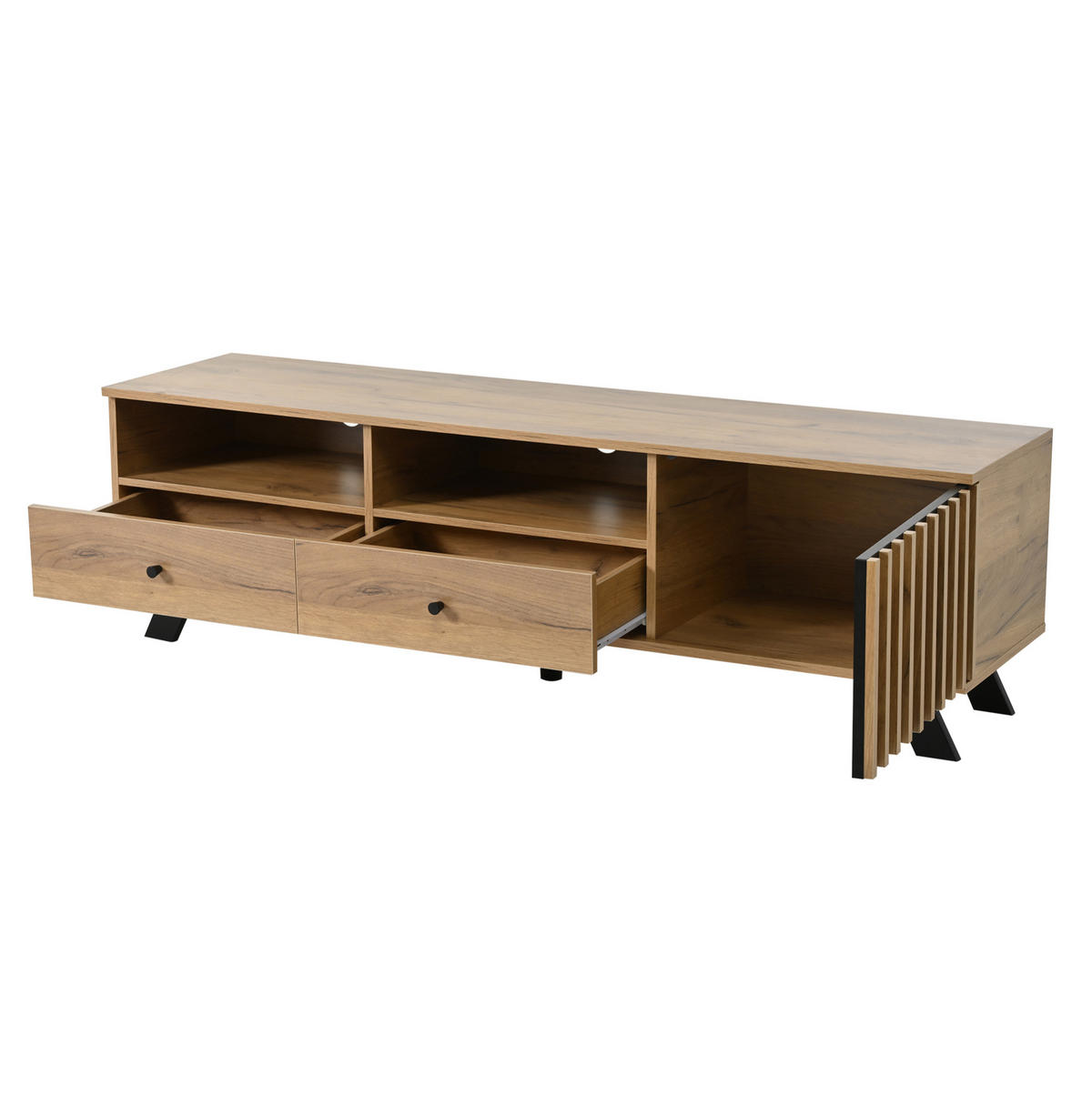 TV-SCHRANK mit 2 Schubladen 150 x 38 x 44 cm Natural Wood Schwarz - Braun, Holzwerkstoff (38/44/150cm) - Beauniv