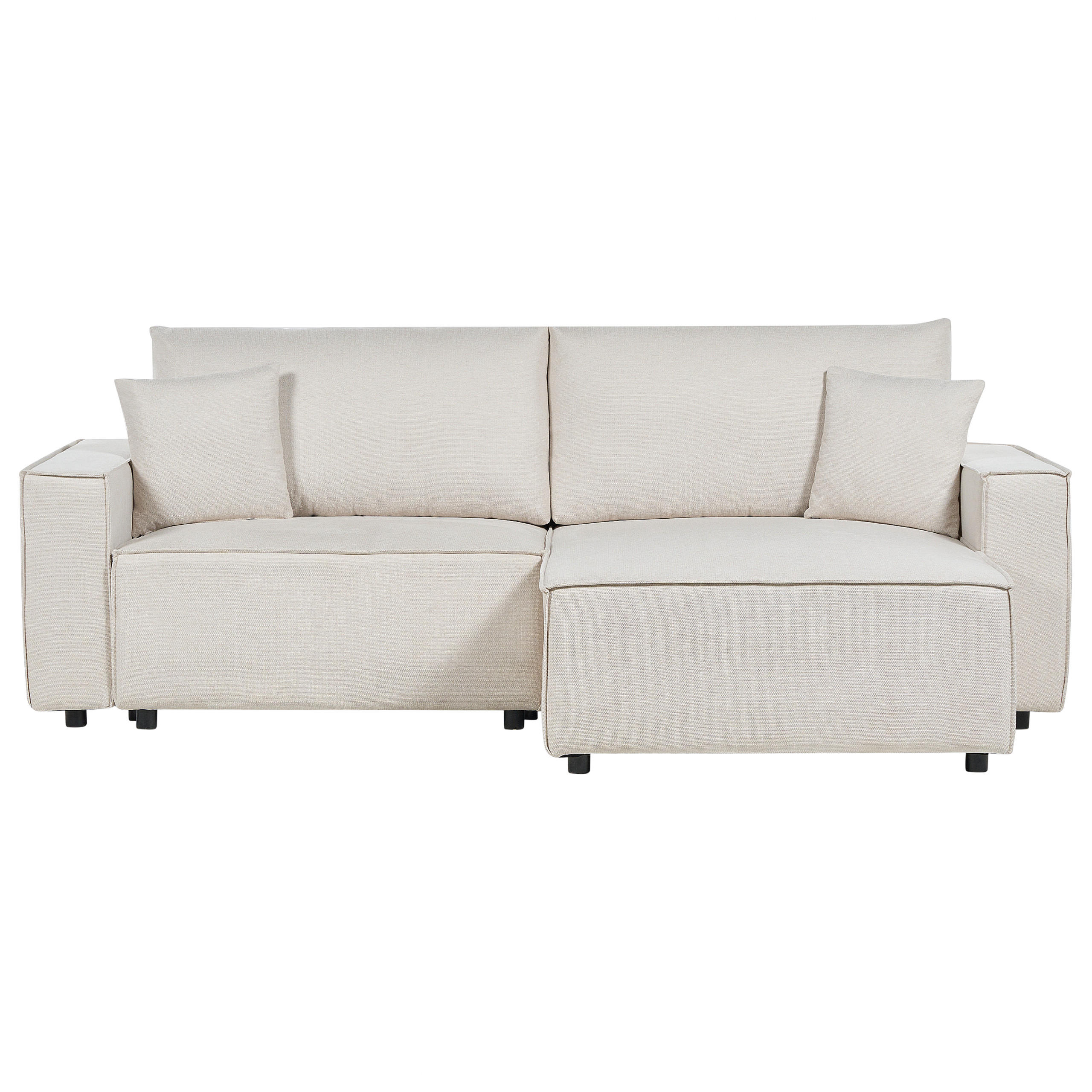 3-SITZER-ECKSOFA beige rechtsseitig mit Schlaffunktion Stauraum Karila - Beige, Textil (250/150cm) - Beliani