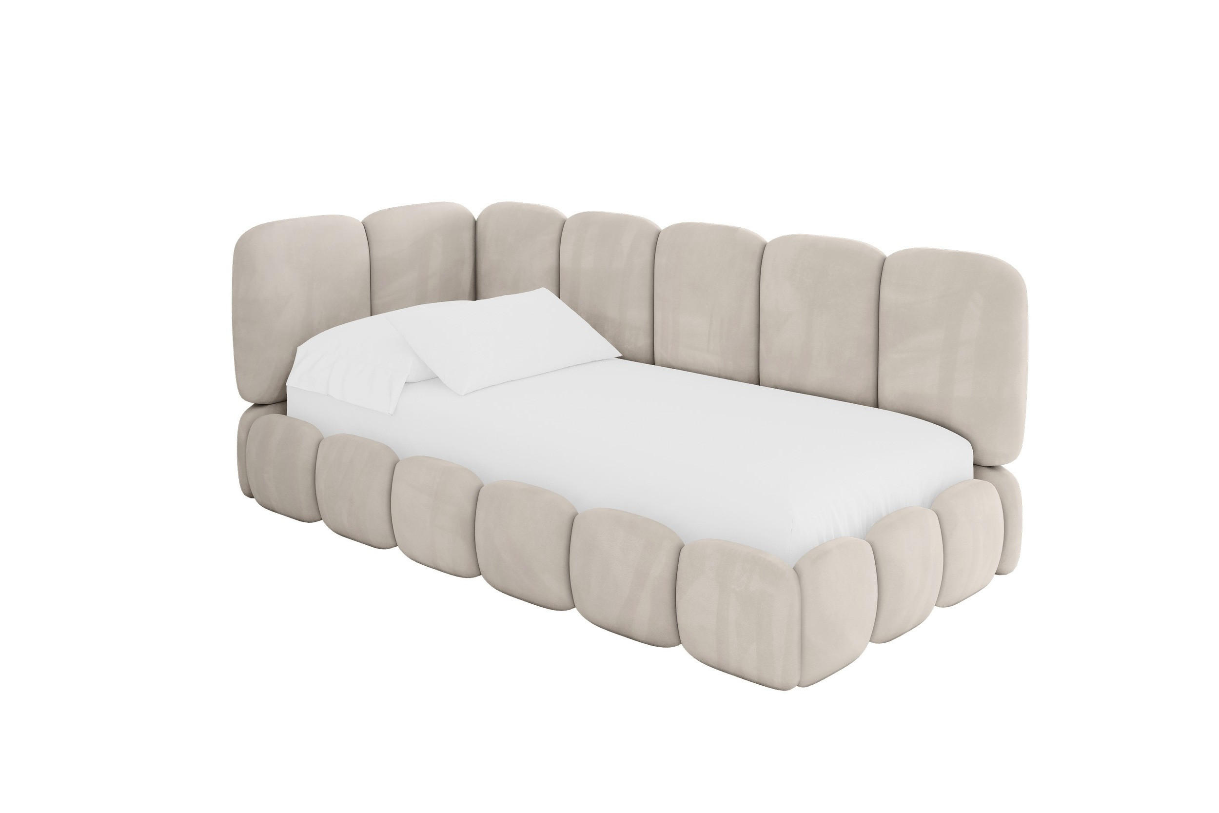 JEDNOLŮŽKOVÁ POSTEL pro mládež s úložným prostorem, vpravo - AVRY 90x200 béžová - písková barva/béžová, kompozitní dřevo/textil (90/200cm) - ALTDECOR