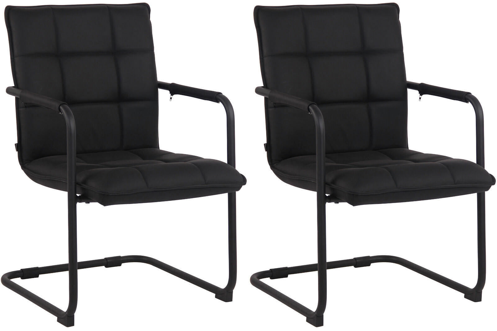 SCHWINGSTUHL 2er Set Echtleder schwarz - Schwarz, Leder/Metall (57/89/64cm) - CLP