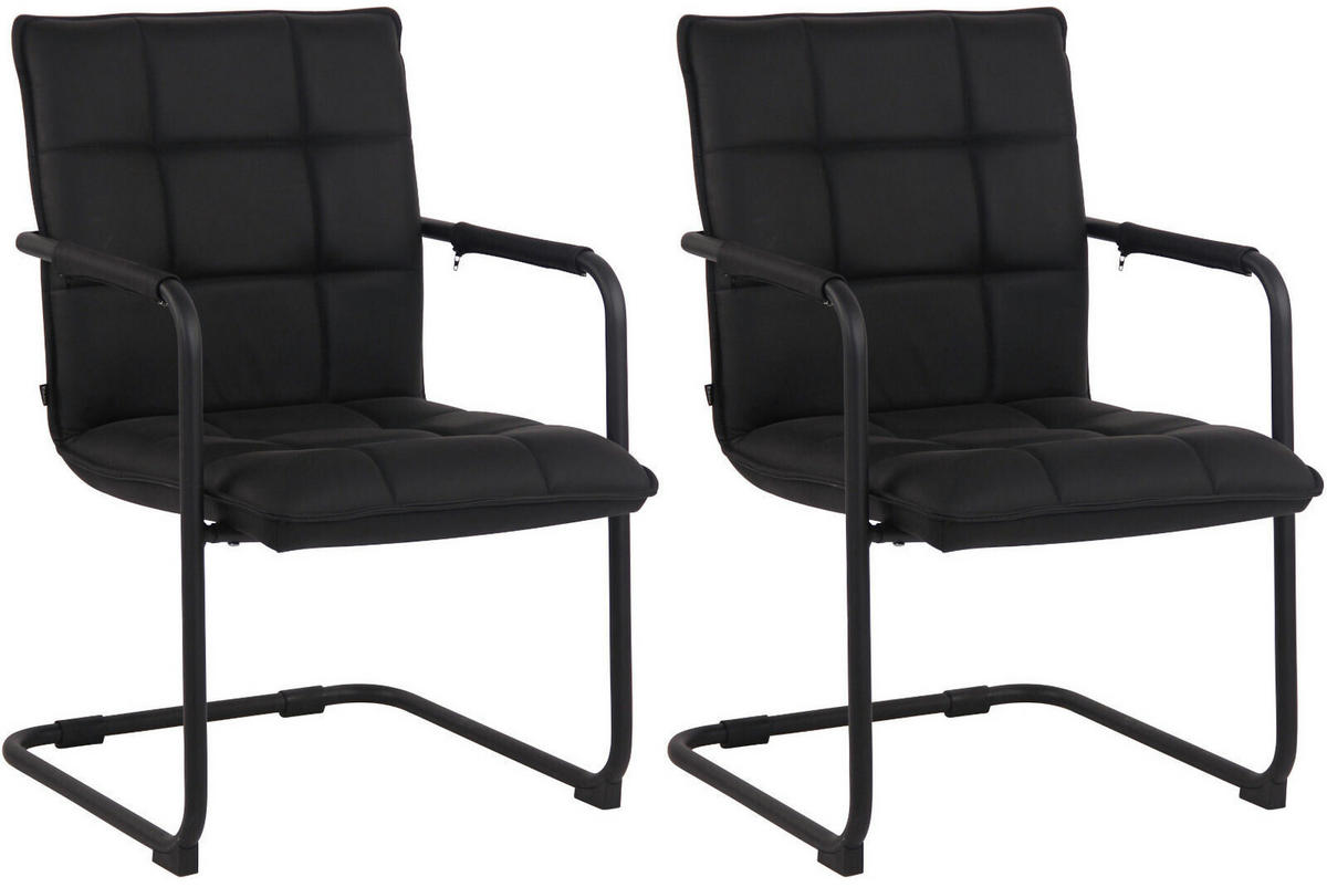 SCHWINGSTUHL 2er Set Echtleder schwarz - Schwarz, Leder/Metall (57/89/64cm) - CLP