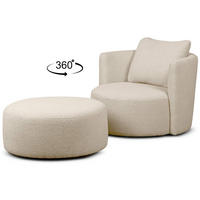 DREHSESSEL-SET RAGGI inkl. Sitzhocker, Boucle, Ecru - Ecru, Textil (92/75/80cm) - KONSIMO®
