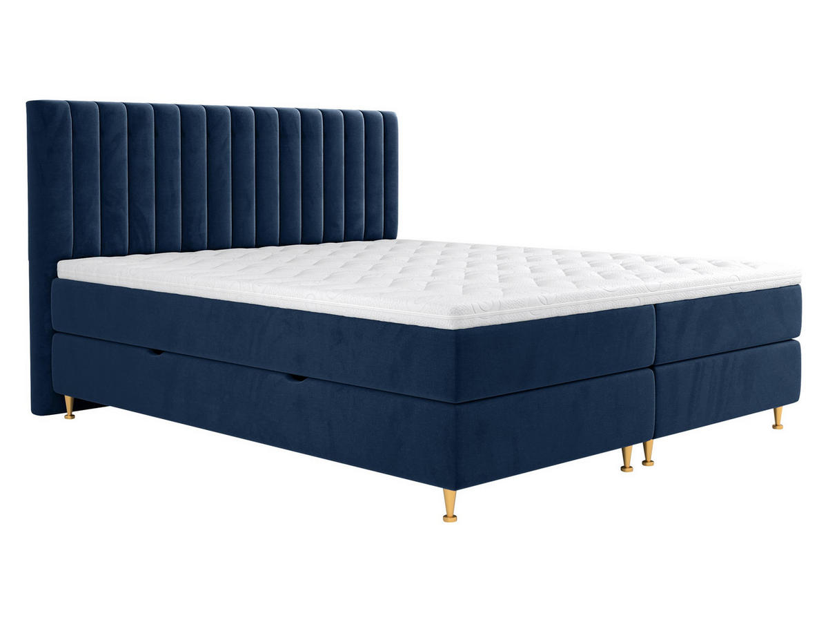 BOXBETT Elegance - Blau/Goldfarben, Holz/Textil (160/200cm) - MIRJAN24