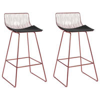 BARSTUHL 2er-Set Metall Roségold Fredonia - Roségold, Textil/Metall (50/97/49cm) - Beliani