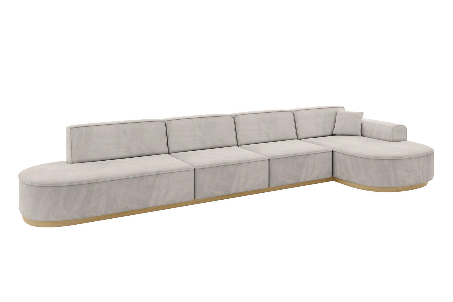 ECKSOFA Ottomane Rechts MARI-L3-v2 - 413x171x83 cm Hellbraun Velours - Hellbraun, Holzwerkstoff/Textil (171/413cm) - ALTDECOR
