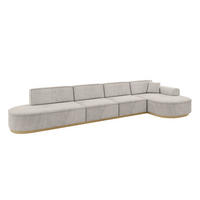 ECKSOFA Ottomane Rechts MARI-L3-v2 - 413x171x83 cm Hellbraun Velours - Hellbraun, Holzwerkstoff/Textil (171/413cm) - ALTDECOR