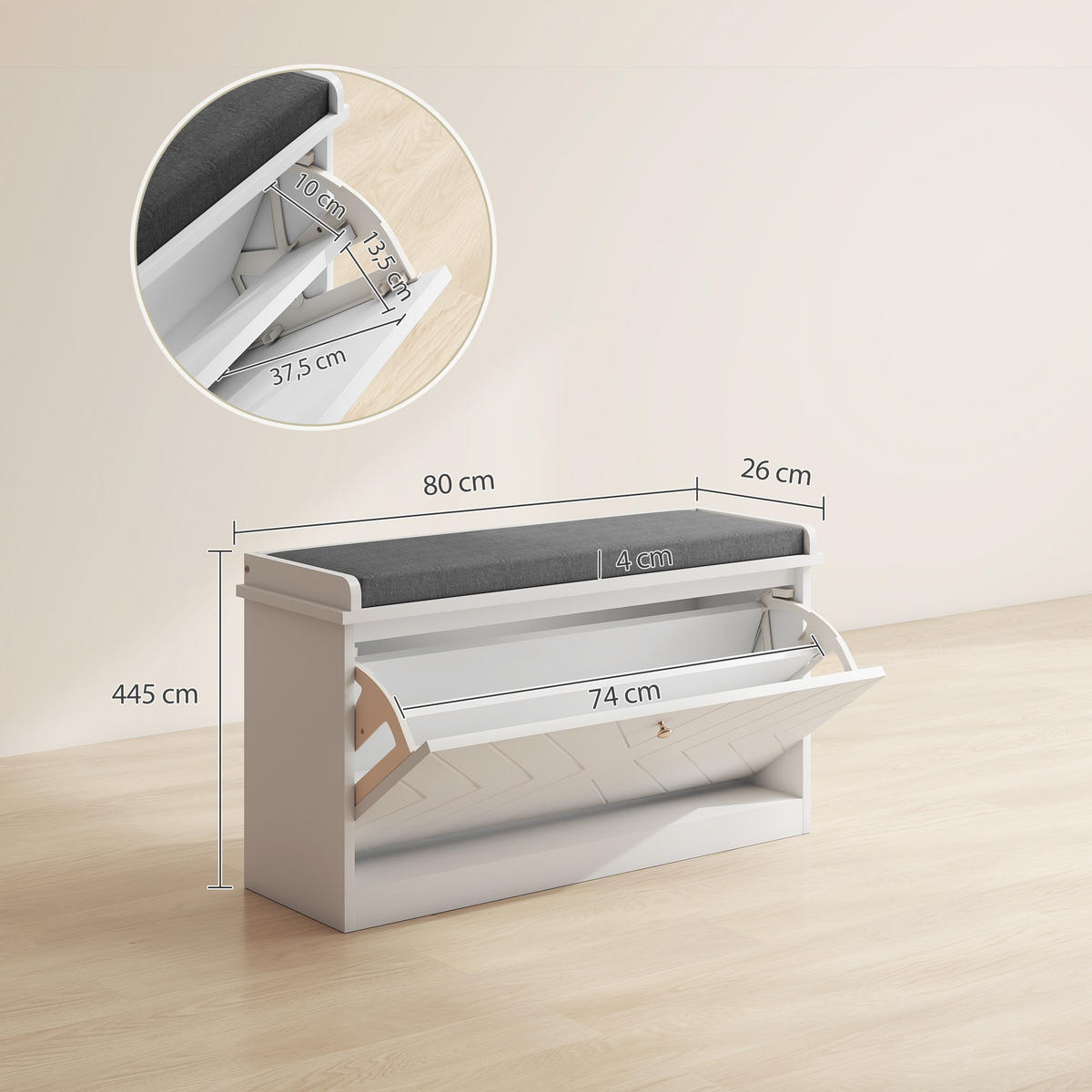 SCHUHBANK Weiß 1 Stück - Weiß, Kunststoff (26/48/80cm) - GiPP
