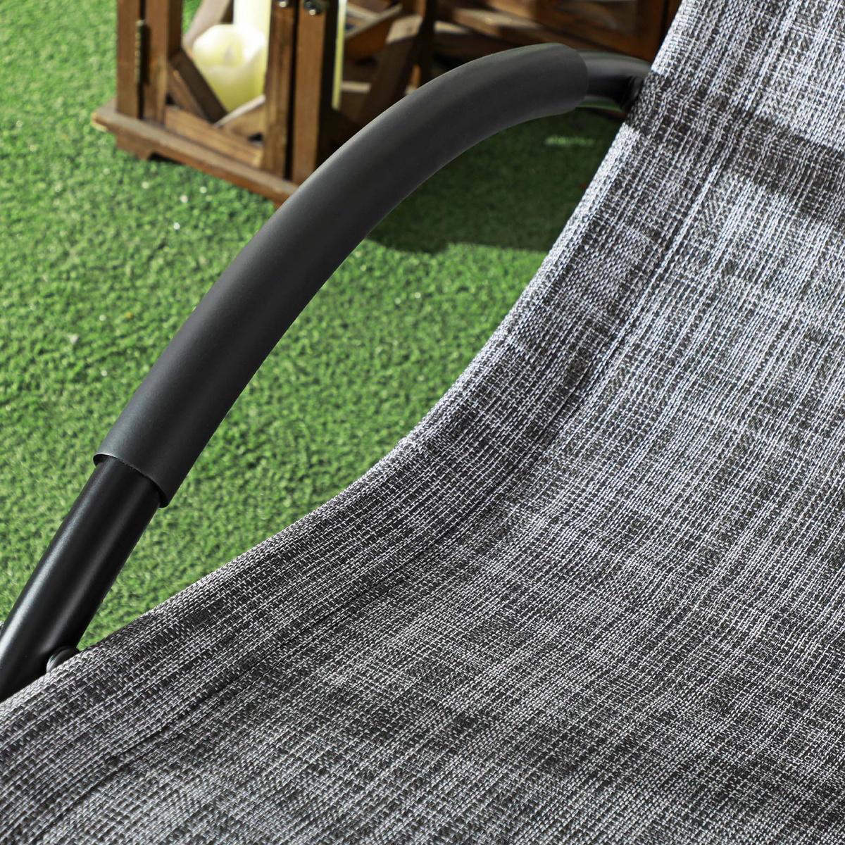 GARTENSCHAUKELSTUHL DE-15274 mit Kopfstütze Grau meliert - Grau, Metall (154.94/223.52/393.7cm) - ComfortXL