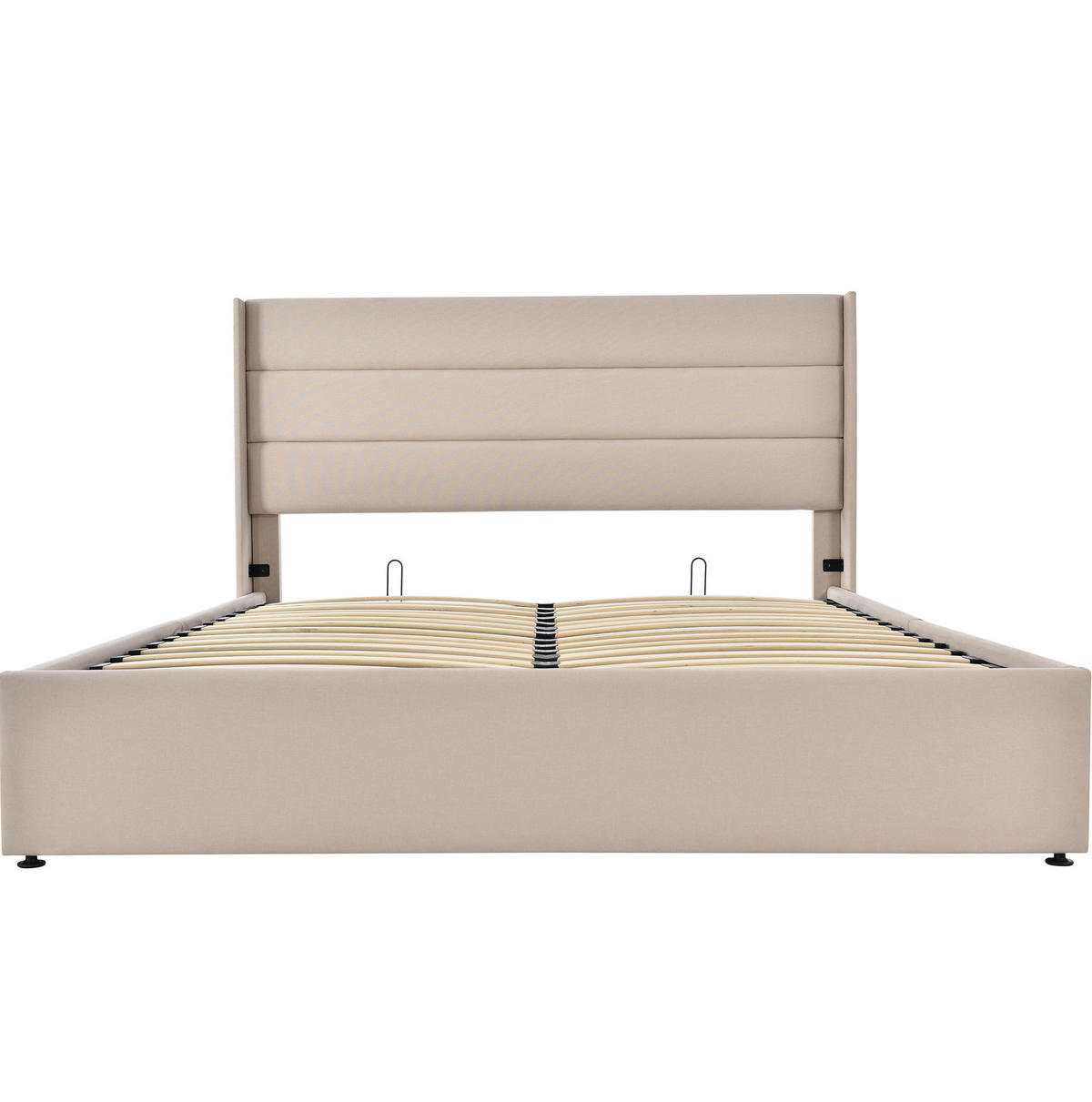 POLSTERBETT 140/200 cm Beige aus Leinen mit Bettkasten - Beige, Textil (140/200cm) - OKMYHOME