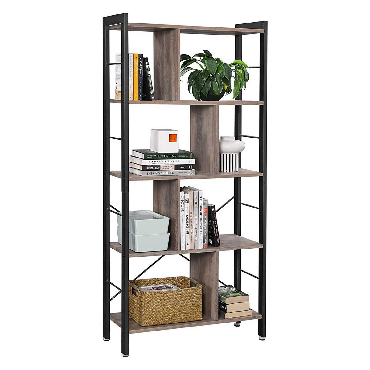 BÜCHERREGAL STANDREGAL - Schwarz, Holzwerkstoff (30/155/74cm) - Hansiro