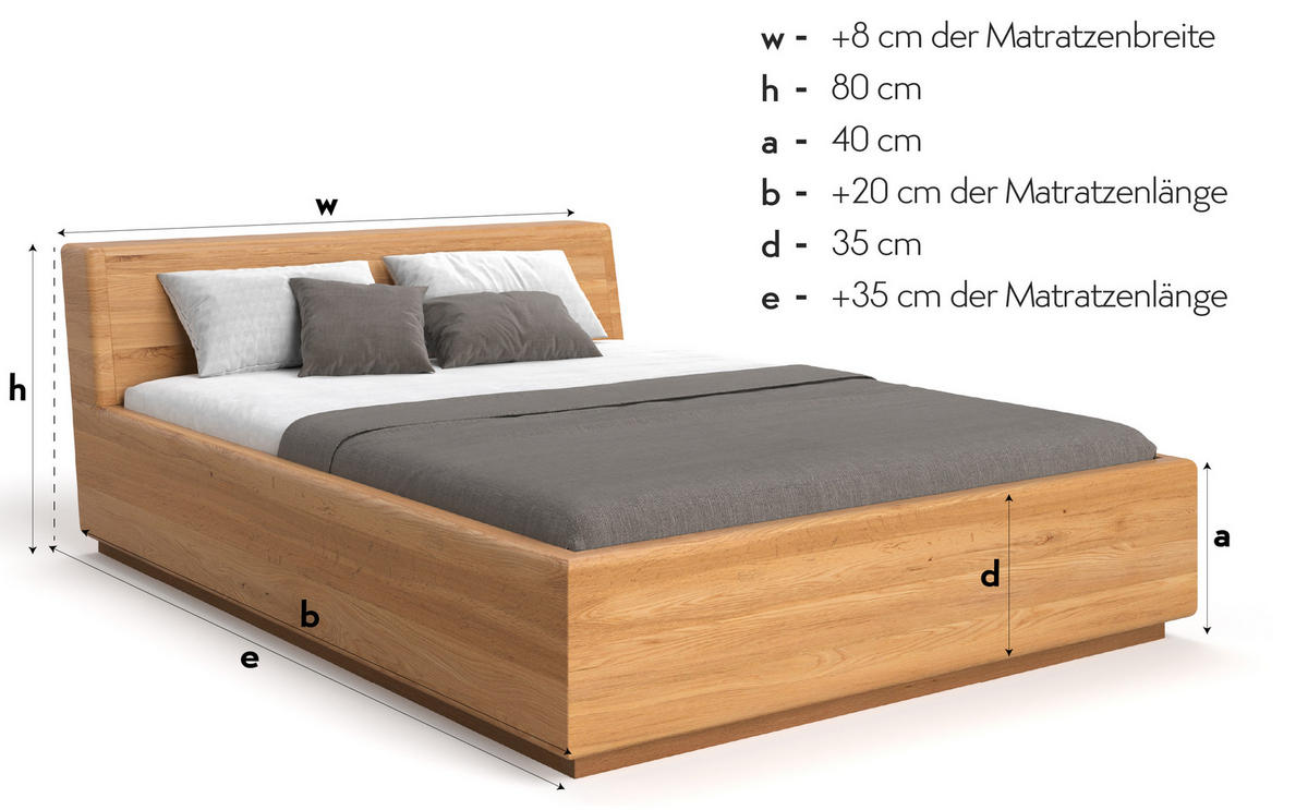 MASSIVHOLZBETT Calma Tilt aus Eiche mit Bettkasten 160x220 cm - Eichefarben/Naturfarben, Holz (160/220cm) - Danzz