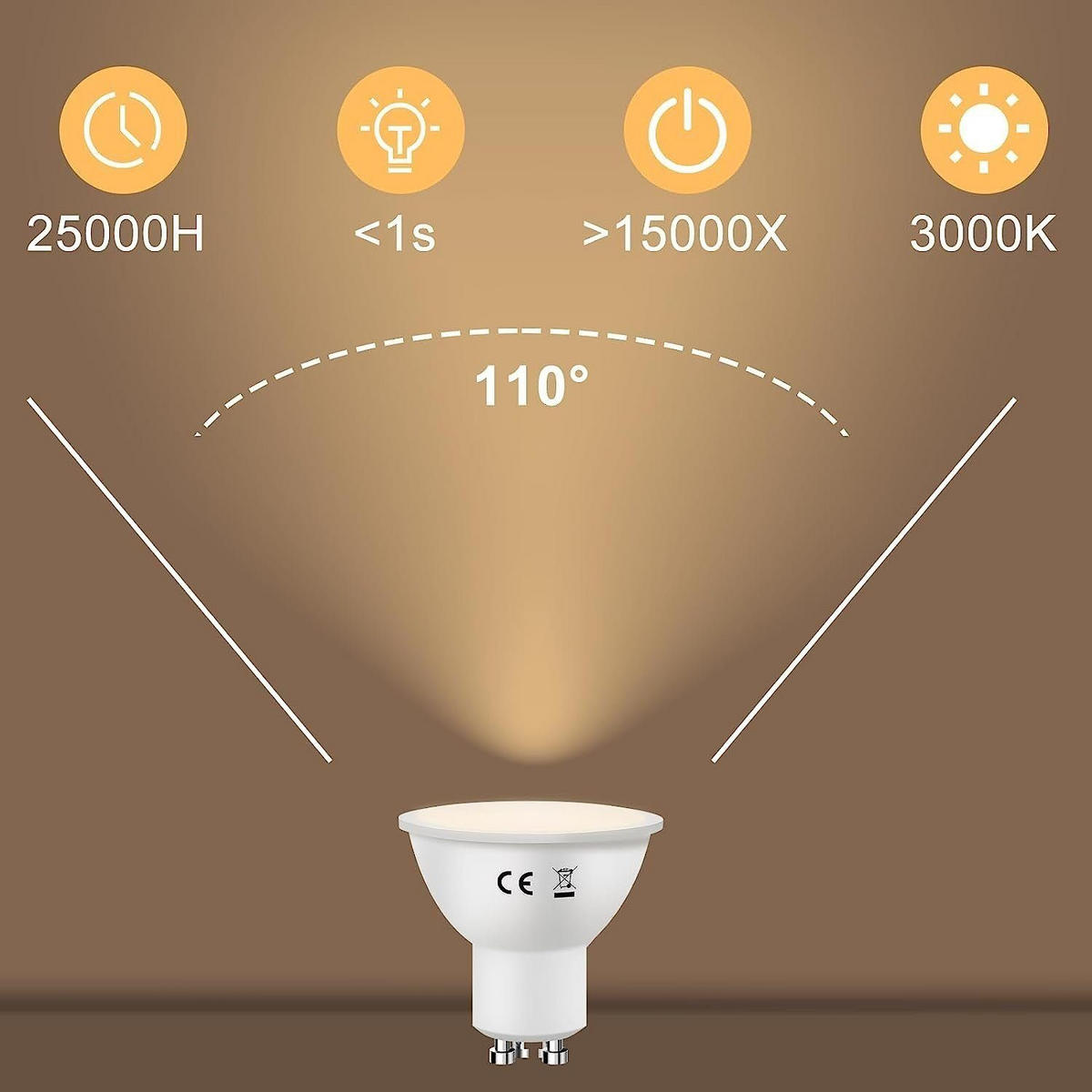LED žárovky GU10 6W (balení 10 ks) - průhledná, sklo (5/5.7cm) - Nettlife
