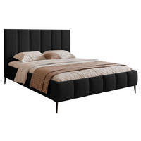 POLSTERBETT Sarafino Schwarz Samt 180x200 cm - Schwarz, Textil/Metall (180/200cm) - Selsey