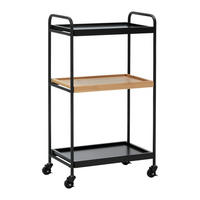 ROLLWAGEN Giorgia Eichefarben/ Schwarz Echtholz/MDF - Schwarz, Holz (50/89/30cm) - Bessagi Home
