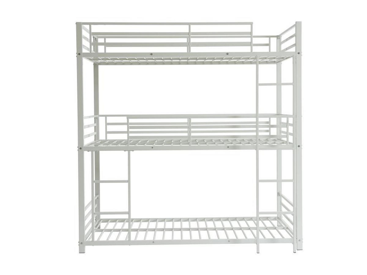 ETAGENBETT - 3 Personen - 3 x 90 x 190 cm - Metall - Weiß + Matratze - ELOUAN III - Weiß, Metall - Vente-Unique