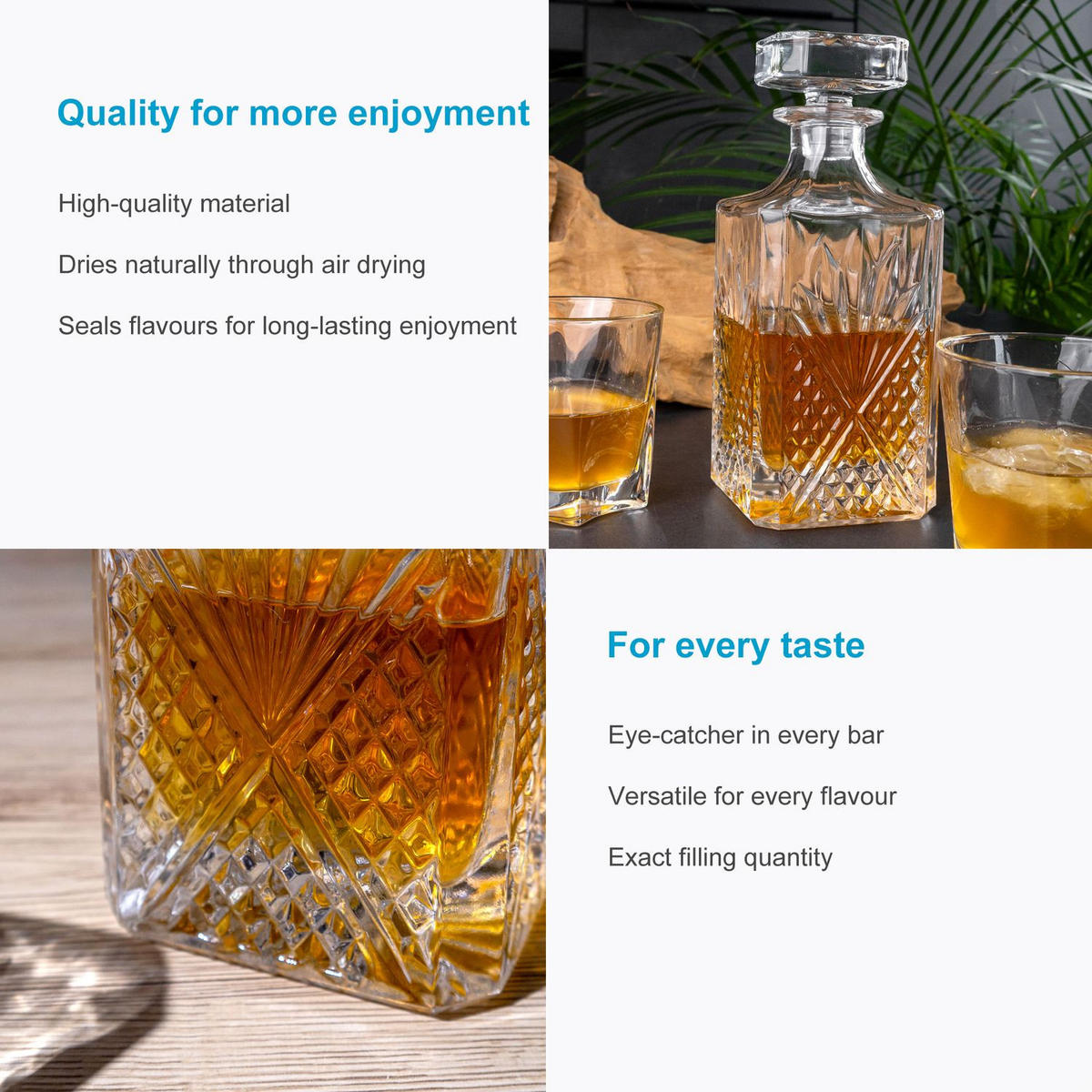 WHISKEY KARAFFE 800 ml - Transparent, Glas (0.8L) - Intirilife
