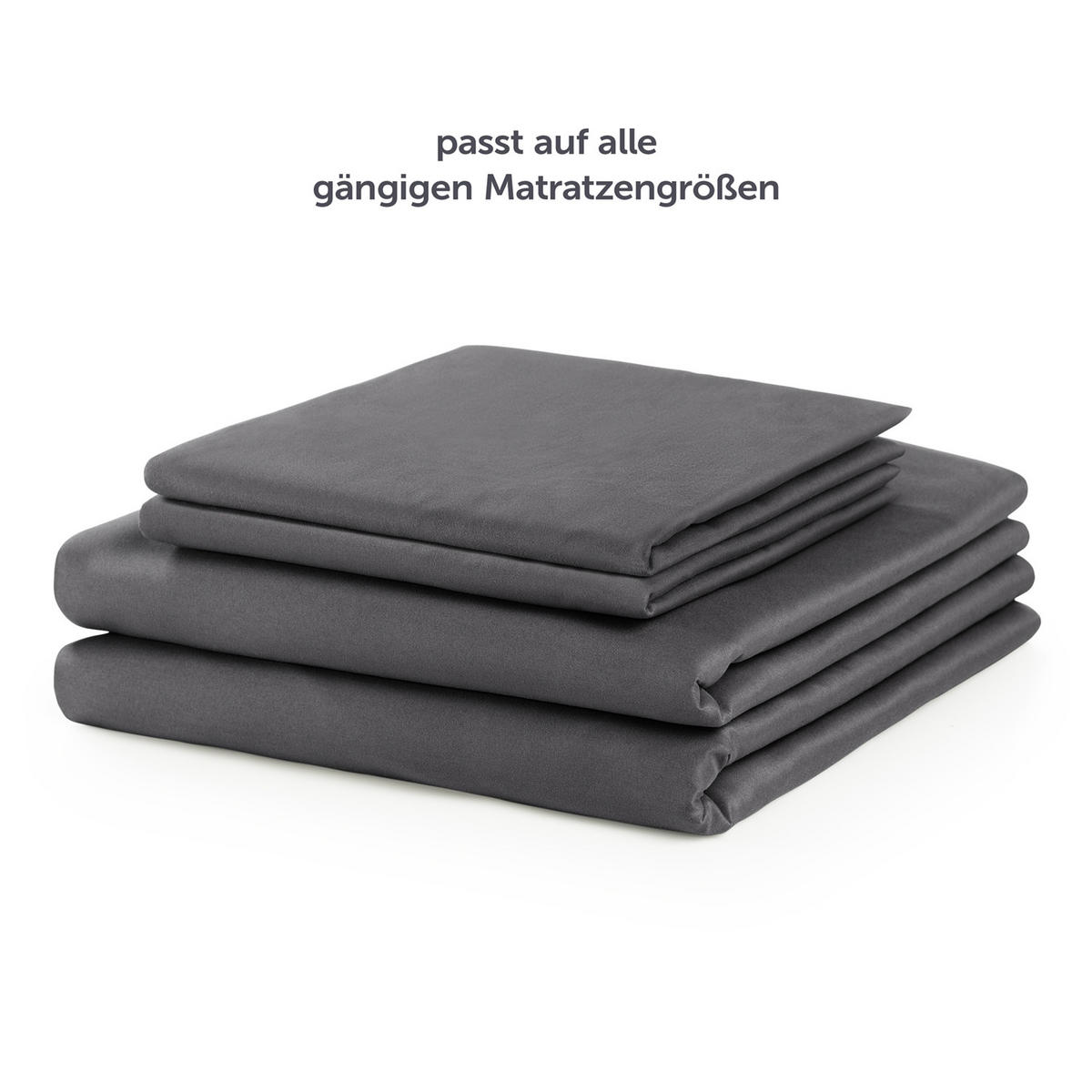 BETTLAKEN 3er Set - Spannbettlaken 180x200x30cm 2X Kissenbezug 50x80cm - Anthracit - Anthrazit, Textil (180/200cm)