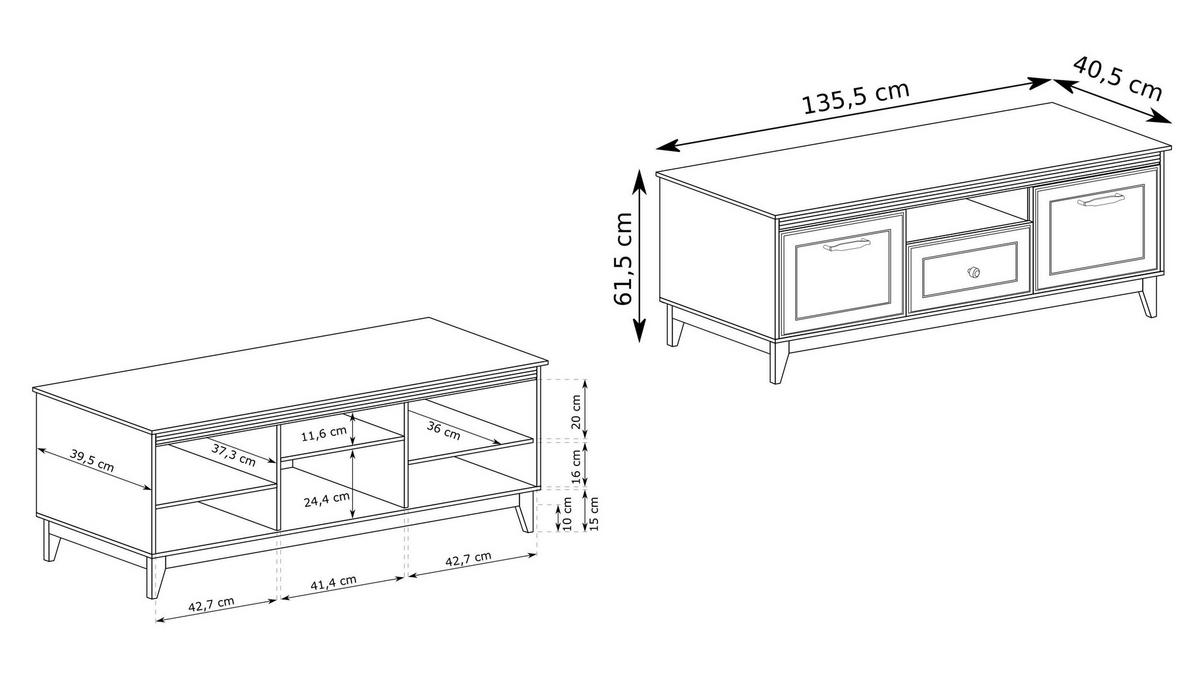 LOWBOARD CUNEO 135,5/61,5/40,5 cm, Kaschmir - Kaschmir, Holzwerkstoff (135.5/61.5/40.5cm) - MASSENO
