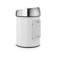 ABFALLEIMER Touch Bin mit Wandhalterung, White, Weiß, 3 L, 364488 - Weiß, Metall (18.5/29/18.5cm) - Brabantia