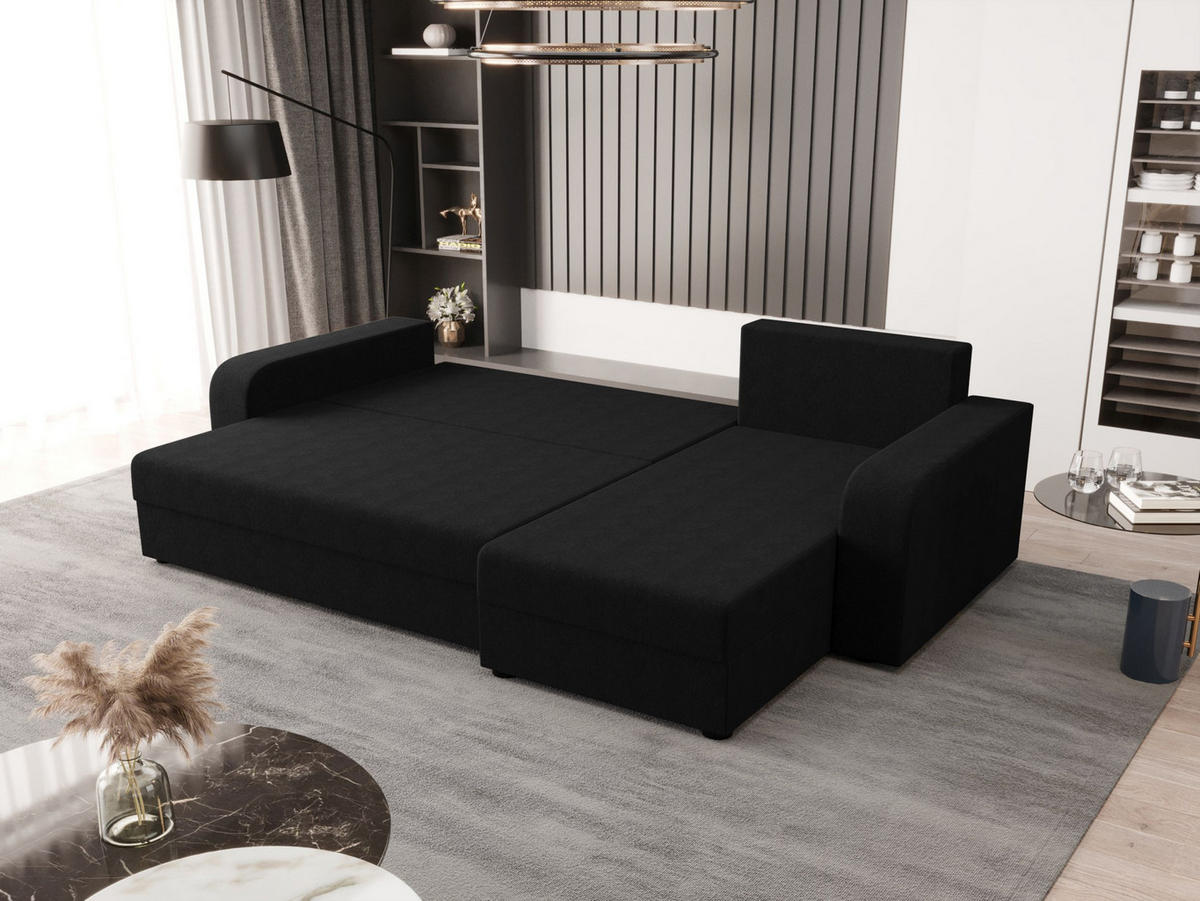 ECKSOFA HEWLET L BIS Cosmic 100 Rechts mit Schlaffunktion - Schwarz, Textil (240/140cm) - Bedante