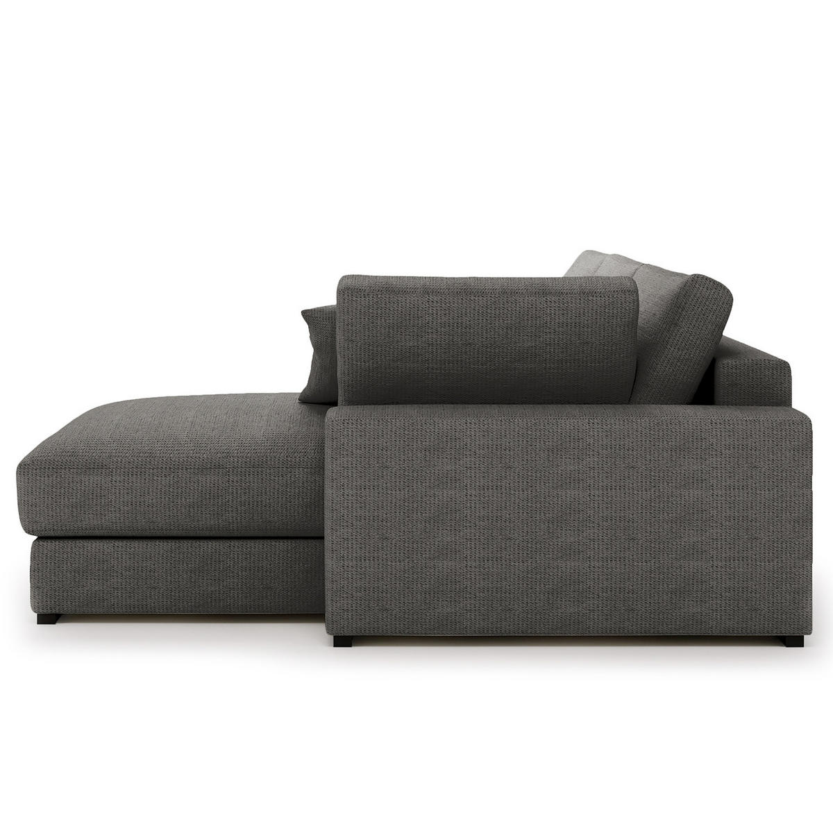 ECKSOFA mit Longchair - Anthrazit/Schwarz, Kunststoff/Textil (340/205cm) - home24