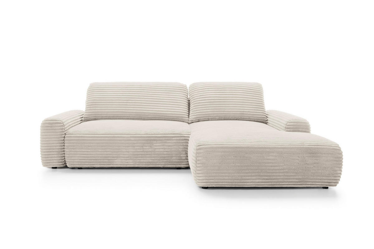 ECKSOFA Cordina Creme, mit Schlaffunktion und Bettzeugbehälter, rechte seite - Creme, Holzwerkstoff (264/162cm) - Bettso