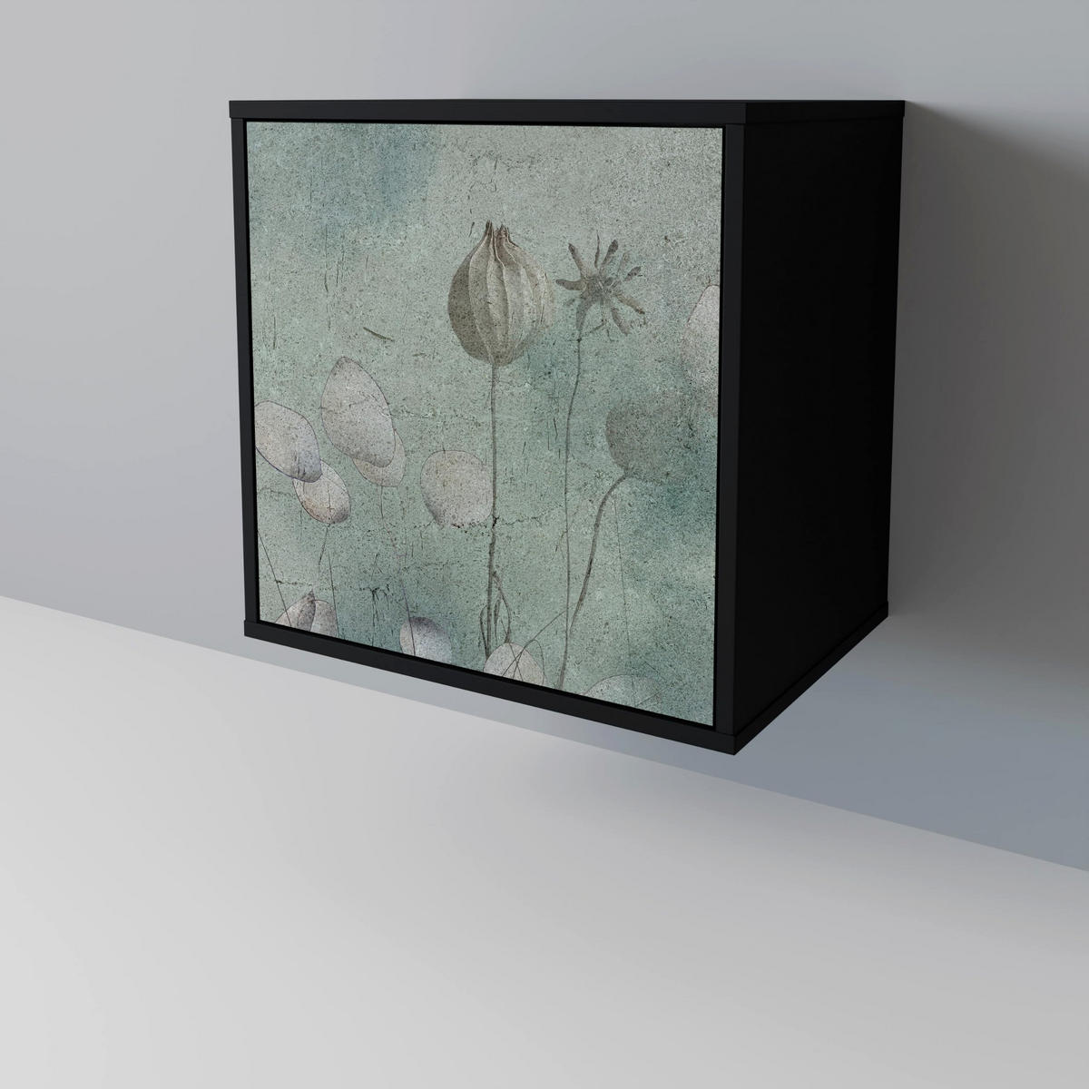 SIDEBOARD NIGHT LADY, Schwarz, 57,5x42x67,5 cm, Schwarze Metall-Rahmenfüße - Multicolor/Schwarz, Holzwerkstoff/Metall (57.5/67.5/42cm) - SpaceRebels