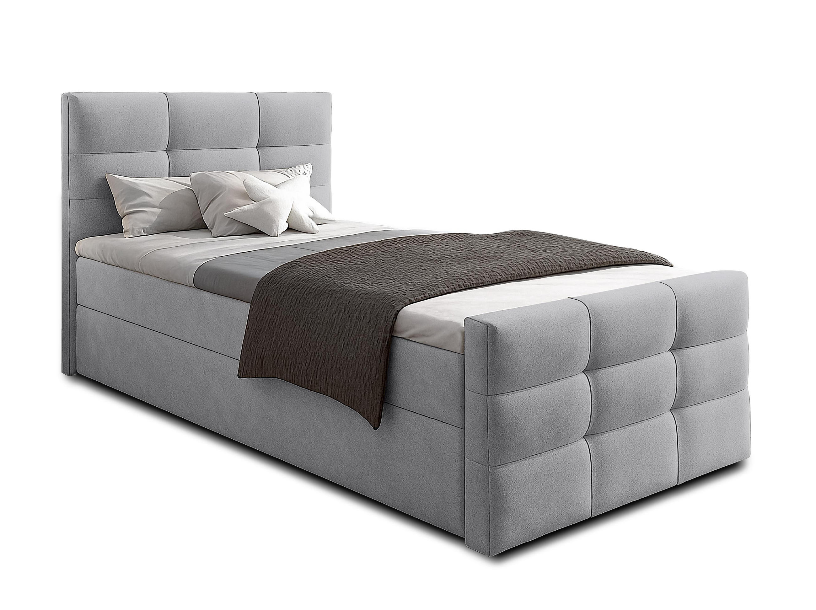 BOXBETT ARGENTARO 90x200 cm mit Bettkasten und Matratze - Grau - Schwarz/Grau, Holz/Holzwerkstoff (90/200cm) - AX Living