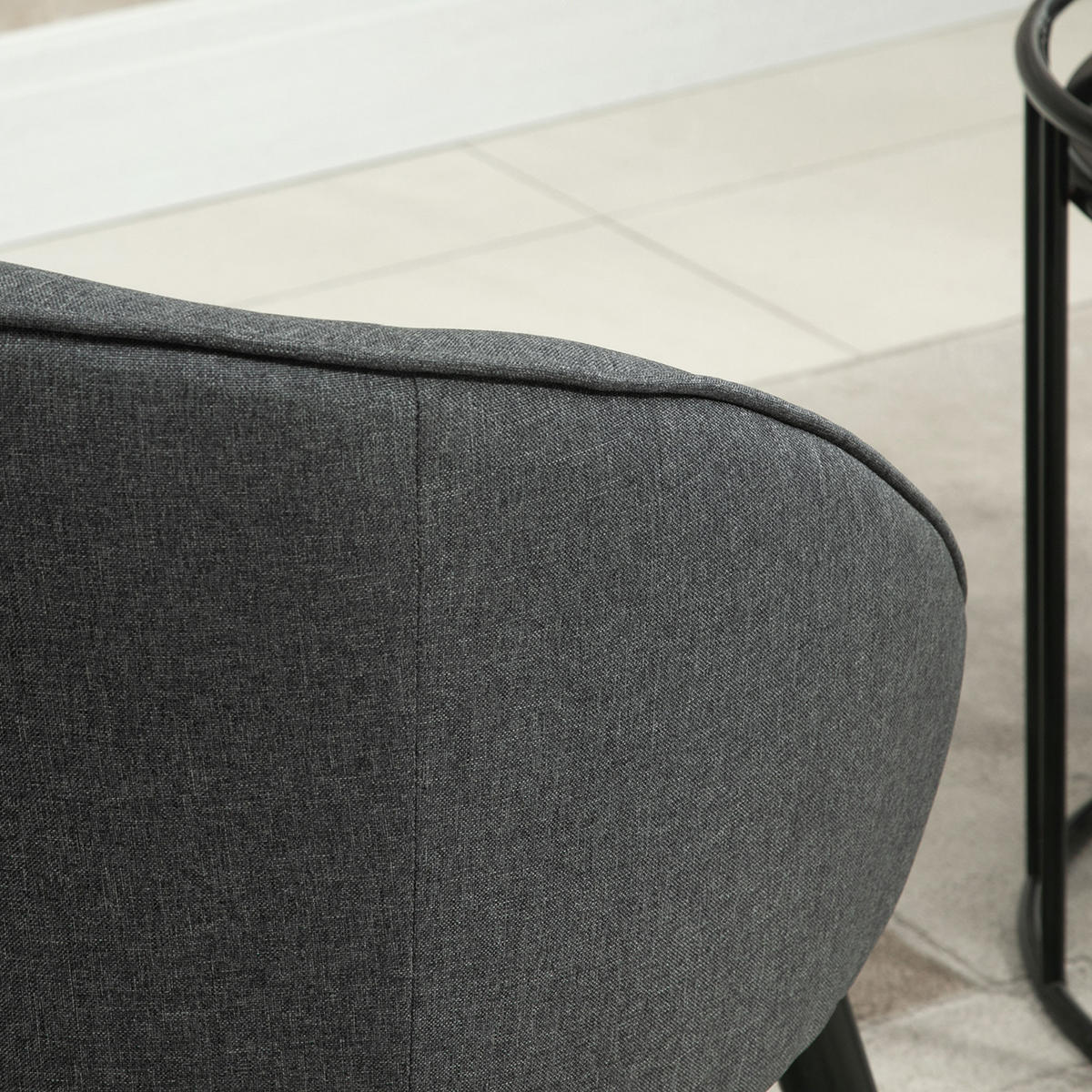 WOHNZIMMERSTUHL Polsterstuhl Sessel Wohnzimmer modern Polyester Holz Grau - Grau, Kunststoff (65/75/71cm) - HOMCOM