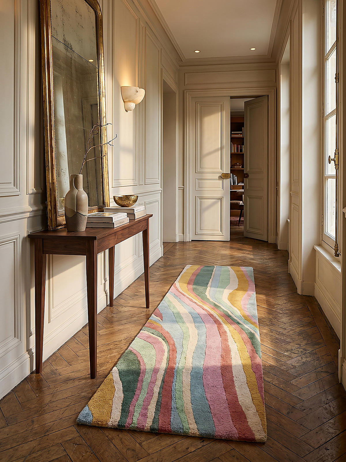 WOLLTEPPICH DERWENT, abstrakt, Grün-Bunt, 60 x 230 cm - Multicolor, Textil (60/230cm) - KADIMA DESIGN