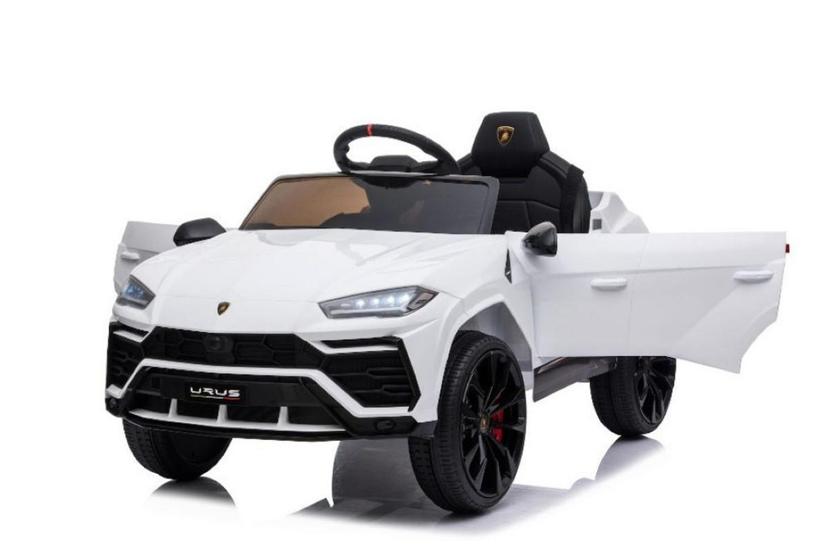 KINDER ELEKTROAUTO Lamborghini Urus weiß EVA-Reifen, Scheinwerfer, Radio, MP3-Anschluss, Kunstledersitz - Weiß, Kunststoff (105/65/52cm) - Es-Toys
