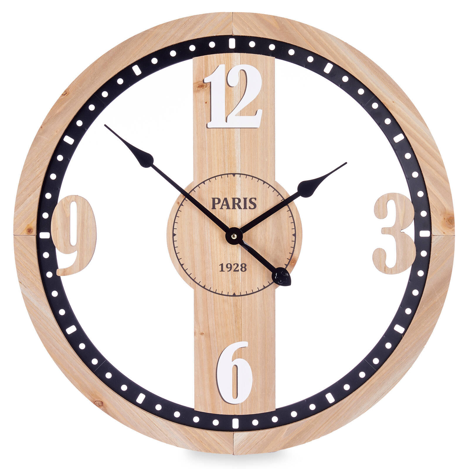 WANDUHR Loft-Stil Paris 1928 60 cm - Braun, Holzwerkstoff (60/60/4.5cm) - Giftdecor
