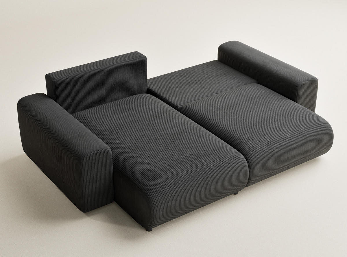 ECKSOFA MIT SCHLAFFUNKTION Solo Anthrazit Samtstoff - Anthrazit/Schwarz, Holz/Holzwerkstoff (255/168cm) - Maison de Reve