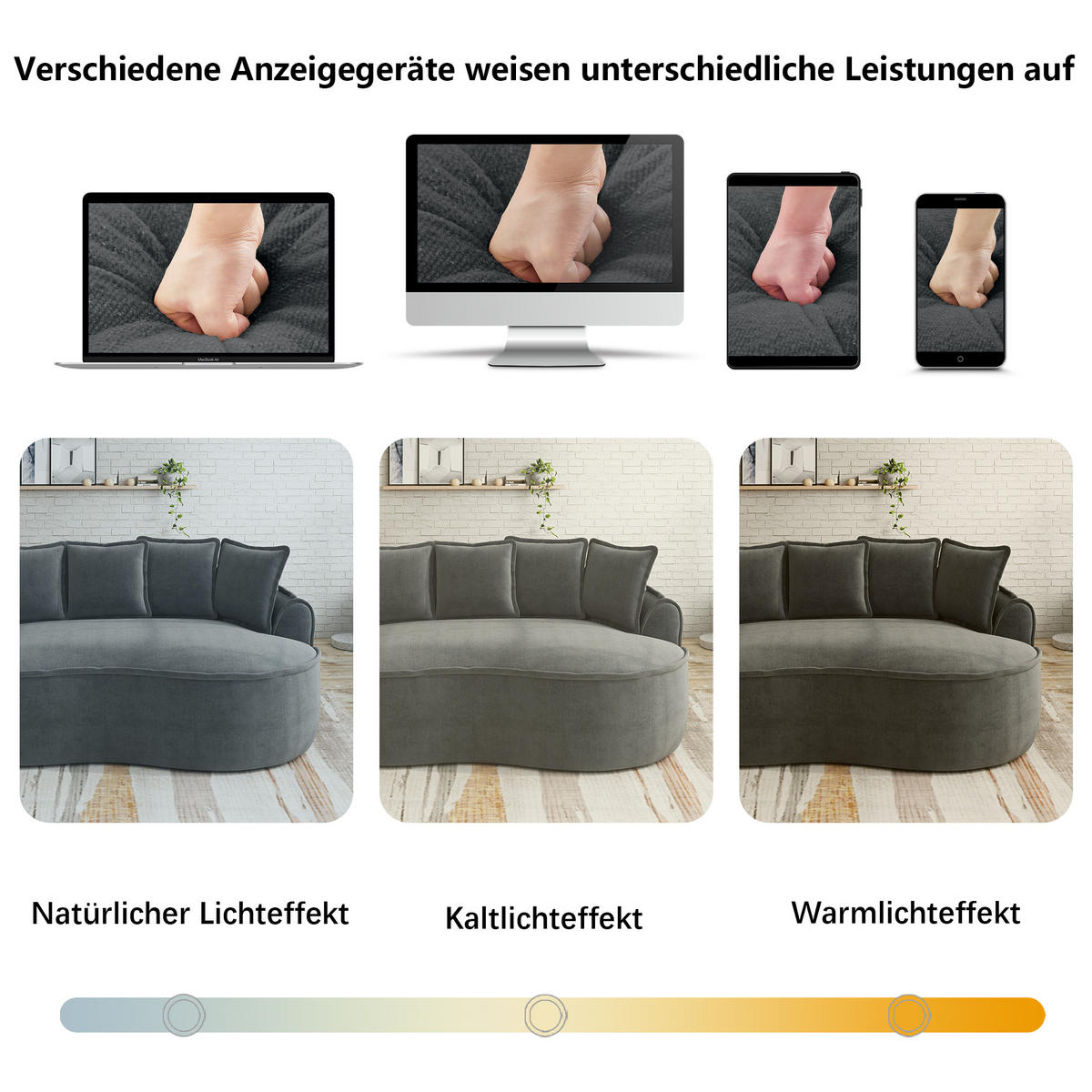 2-SITZER SOFA Chenille Grau mit Kissen - Grau, Textil (184/67/164cm) - WISHDOR