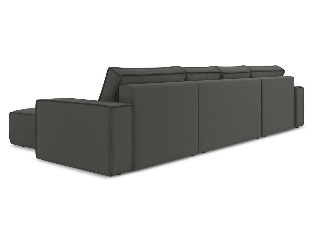 WOHNLANDSCHAFT Samt Stoff Grau - Dunkelgrau/Schwarz, Kunststoff/Textil (398/82/185cm) - Makamii