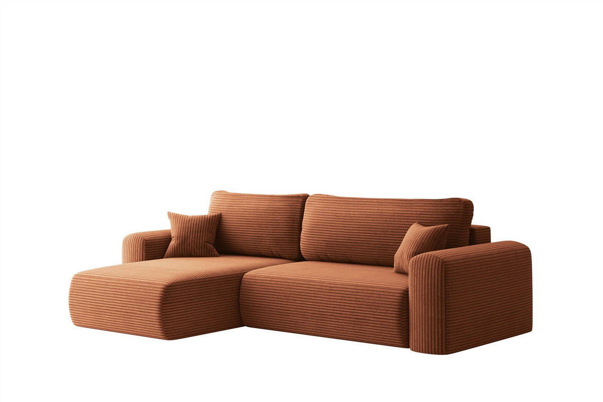 ECKSOFA Flora In Poso - Braun, Holzwerkstoff/Textil (145/272cm) - Fun Möbel