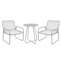 BISTRO-SET 3-teilig mit Tisch Ø60/72 cm und 2 Stühlen 63/57/82 cm, pulverbeschichtet und atmungsaktiv, Grau - Grau, Metall - Redom
