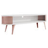 TV-LOWBOARD Roenni Oval Ember - Messingfarben/Weiß, Holzwerkstoff/Metall (140/44/40cm) - MIRJAN24