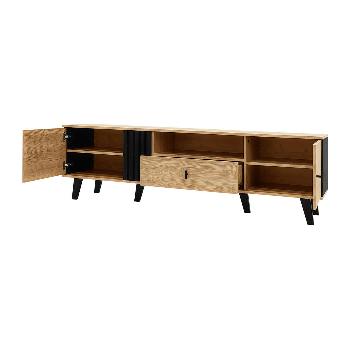 LOWBOARD DE-40595 2 Türen und 1 Schublade Holz - Naturfarben, Holzwerkstoff (170/50.5/40cm) - ComfortXL