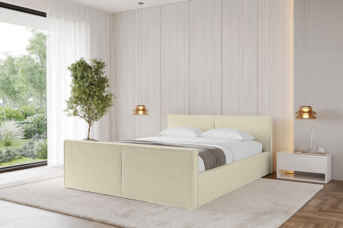 POLSTERBETT mit Bettkasten, Fußteil und Lattenrost, Boxbett ohne Matratze - TIVON-Z-V1 180x200 Beige - Taupe, Holzwerkstoff/Textil (180/200cm) - ALTDECOR