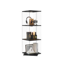 GLASVITRINE mit 3 Einlegeböden, 360-Grad-Drehbasis, Berührungs-LED, in Schwarz - Schwarz, Glas (38/121/38cm) - BRILVERDE